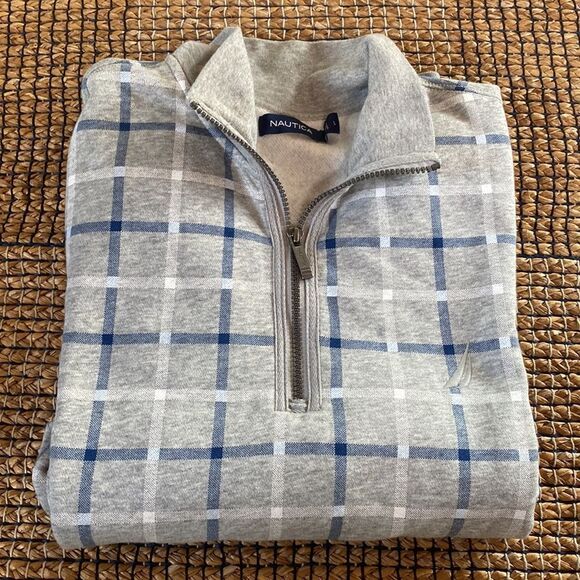 Nautica Gray 1/4 Zip Sweatshirt Size Large - Picture 1 of 7